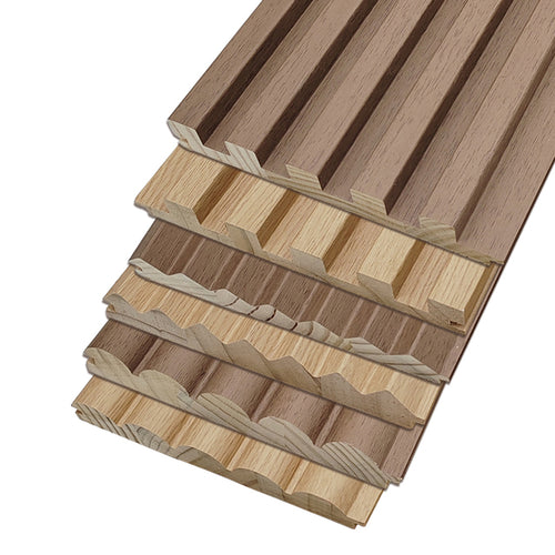 Acoustic Wood Slat Wall Panels - Premium 3D Fluted Paneling (2-Pack)